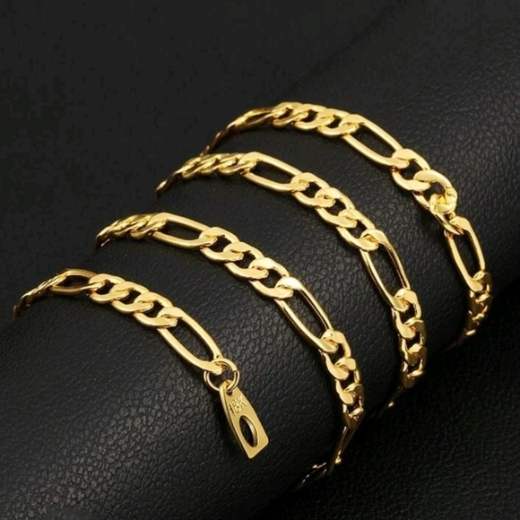 ●3for25$● Gold tone Men and women Minimalist figaro‎ Chain Necklace - Picture 4 of 6
